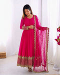 Magenta Embroidered Sequence Work Anarkali