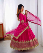 Magenta Embroidered Sequence Work Anarkali