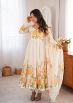 Sunflower Whisper Organza Anarkali