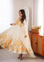 Sunflower Whisper Organza Anarkali