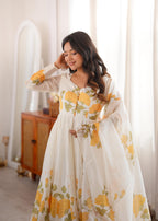 Sunflower Whisper Organza Anarkali