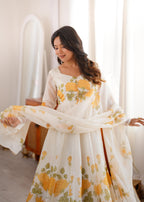 Sunflower Whisper Organza Anarkali
