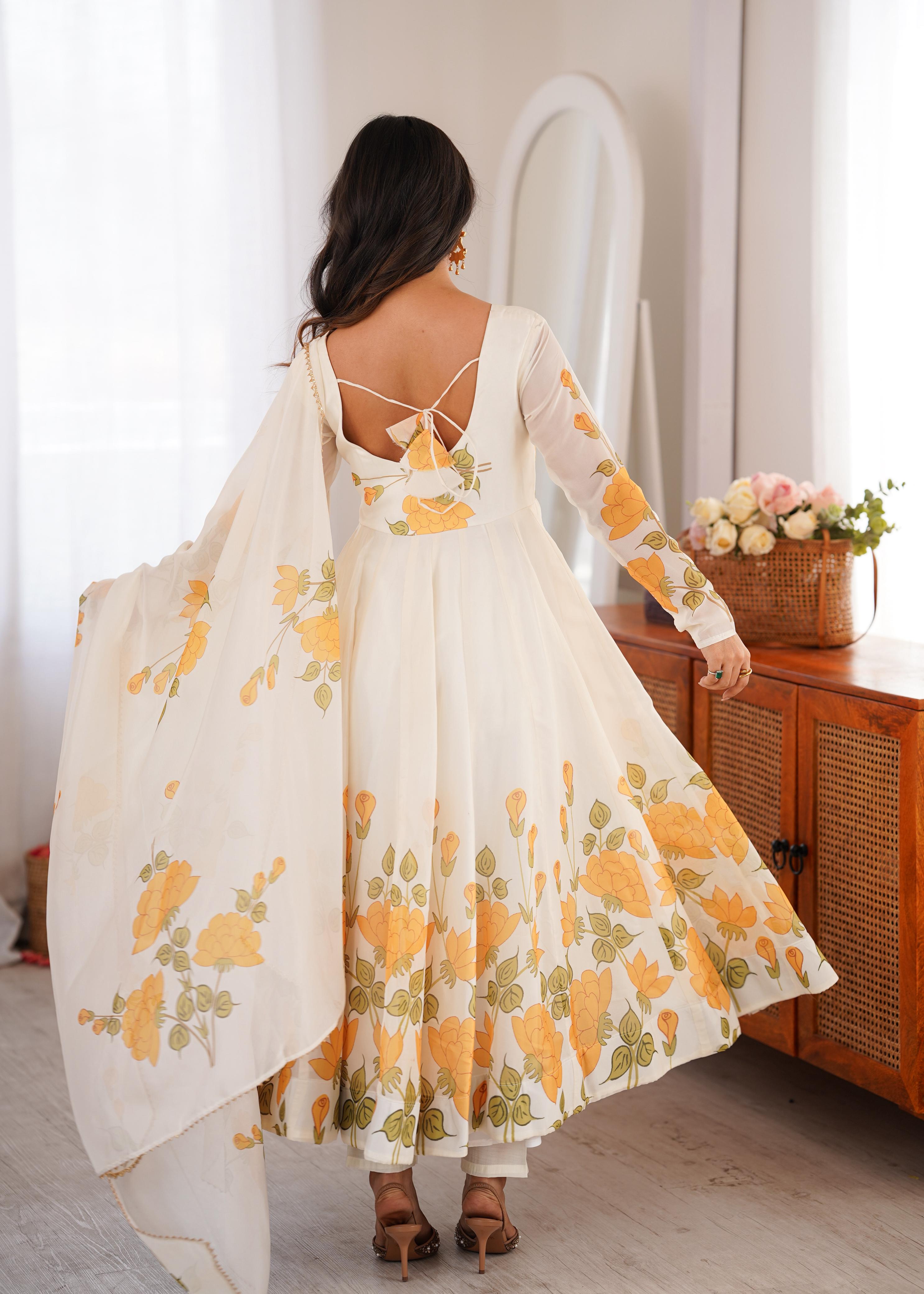 Sunflower Whisper Organza Anarkali