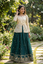 Green Fandy Silk Pipe & Zari Embroidered Work Lehenga Choli