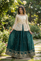 Green Fandy Silk Pipe & Zari Embroidered Work Lehenga Choli