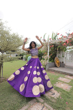Navratri Roman-silk Mirror Lace Work Lehenga (Purple)