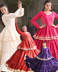 Premium White Tiered lehenga with Golden Zari Border