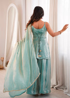 Premium Mint Green Embroidered Kurta Palazzo Suit Set for Women