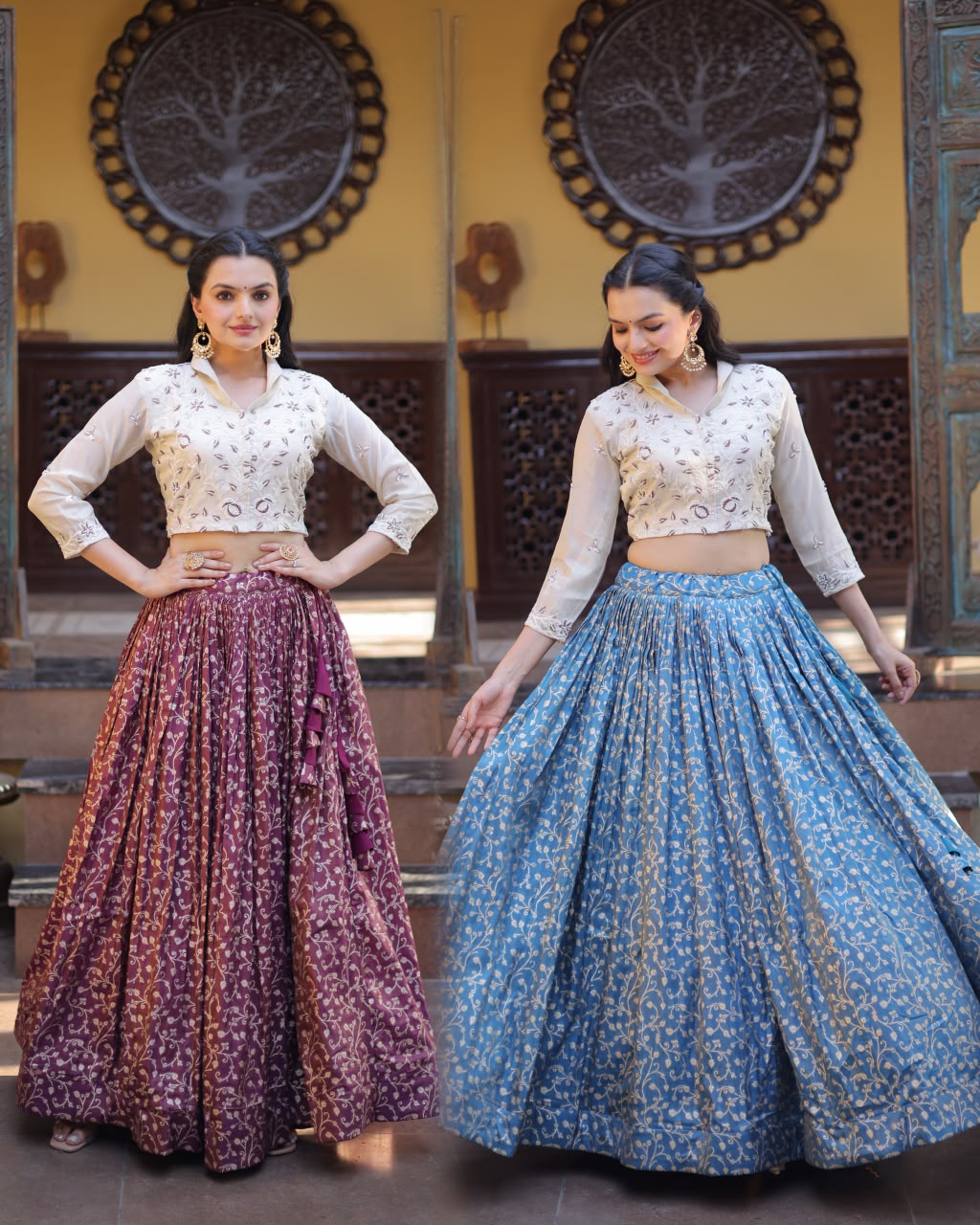 Elegant Wedding & Festive Wear Embroidered Crop Top Lehenga Set