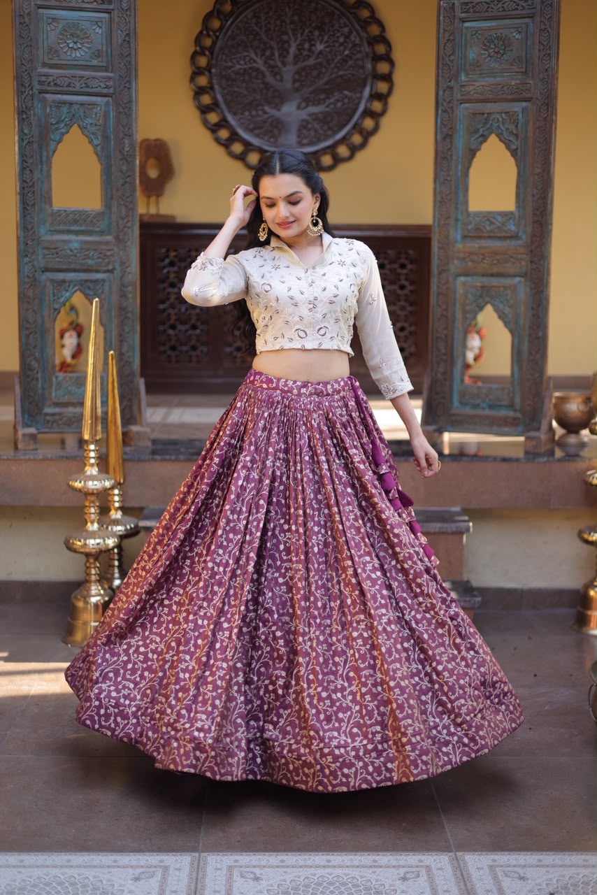 Elegant Wedding & Festive Wear Embroidered Crop Top Lehenga Set