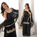 Designer Black Party Wear Kurta Palazzo Set