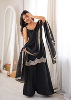 Designer Black Party Wear Kurta Palazzo Set
