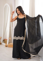Designer Black Party Wear Kurta Palazzo Set
