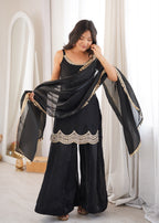 Designer Black Party Wear Kurta Palazzo Set