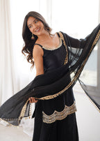 Designer Black Party Wear Kurta Palazzo Set