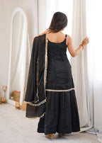 Designer Black Party Wear Kurta Palazzo Set