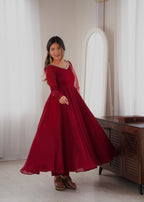 RK Designer Premium Maroon Anarkali Suit Set