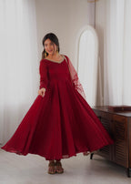 RK Designer Premium Maroon Anarkali Suit Set