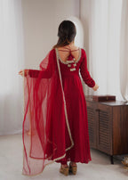 RK Designer Premium Maroon Anarkali Suit Set