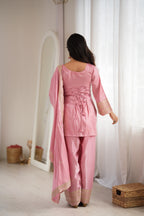Elegant Blush Pink Sharara Set with Heavy Border Dupatta