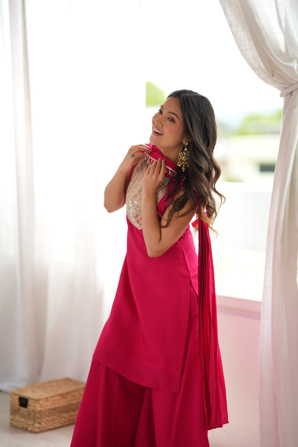 Premium Rani Pink Festive Sharara Set