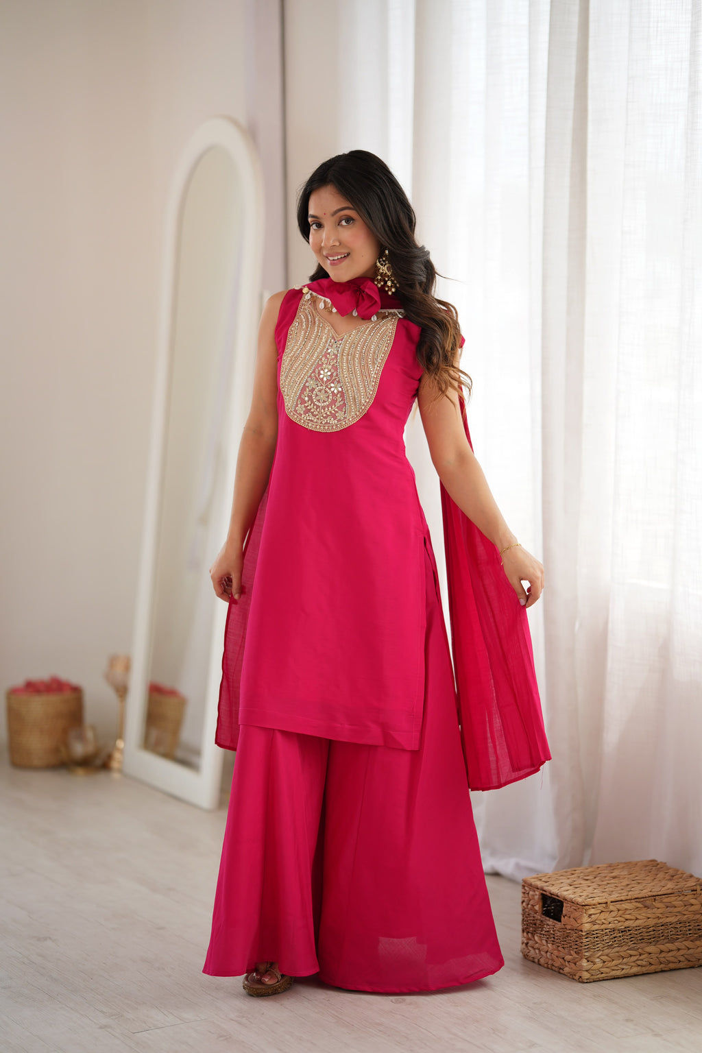 Premium Rani Pink Festive Sharara Set