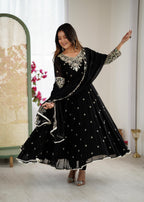 Black Heavy Blooming Faux Suit Set