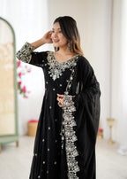 Black Heavy Blooming Faux Suit Set