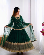 Green Embroidered Sequence Work Anarkali