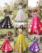 Navratri Roman-silk Mirror Lace Work Lehenga