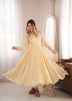 Noor Crush Fabric WIth Mirror work Lace Border Elegance Anarkali Set