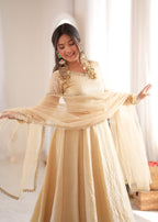Noor Crush Fabric WIth Mirror work Lace Border Elegance Anarkali Set